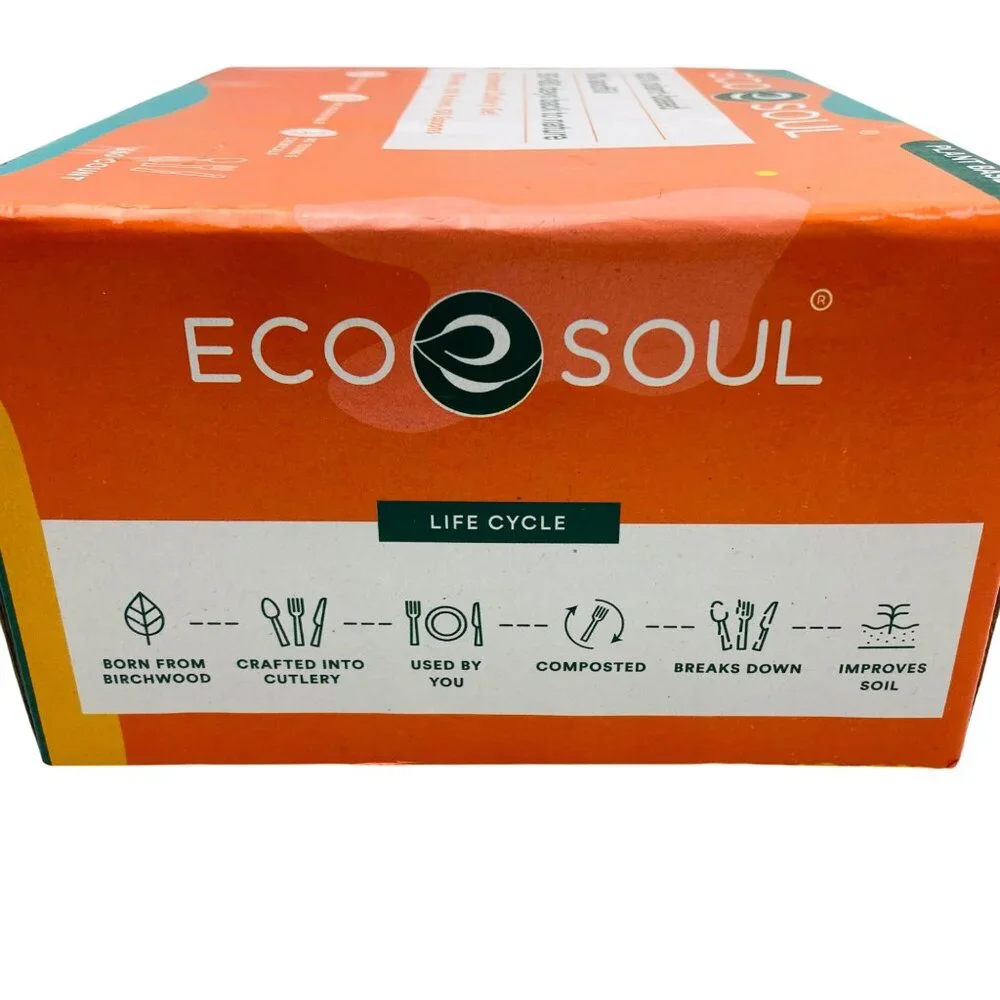 Eco Soul 350-Piece Wooden Cutlery Set 100% Eco-Friendly Biodegradable New